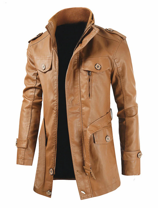 Mathis - long leather jacket for men